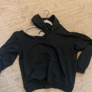 Emma and sam one shoulder black hoodie